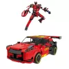 LEAN TOYS Coche robot 2 en 1 de construcción con bloques GT3 rojo, 335 piezas