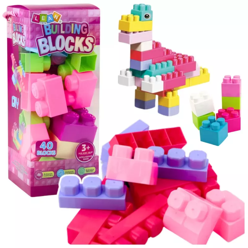 LEAN TOYS Bloques en caja set de construcción grande colorido 40 uds.