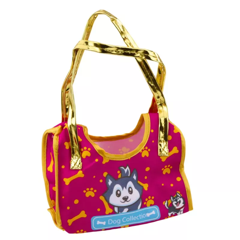 LEAN TOYS Perro husky en bolsa mascota de peluche blanco gris