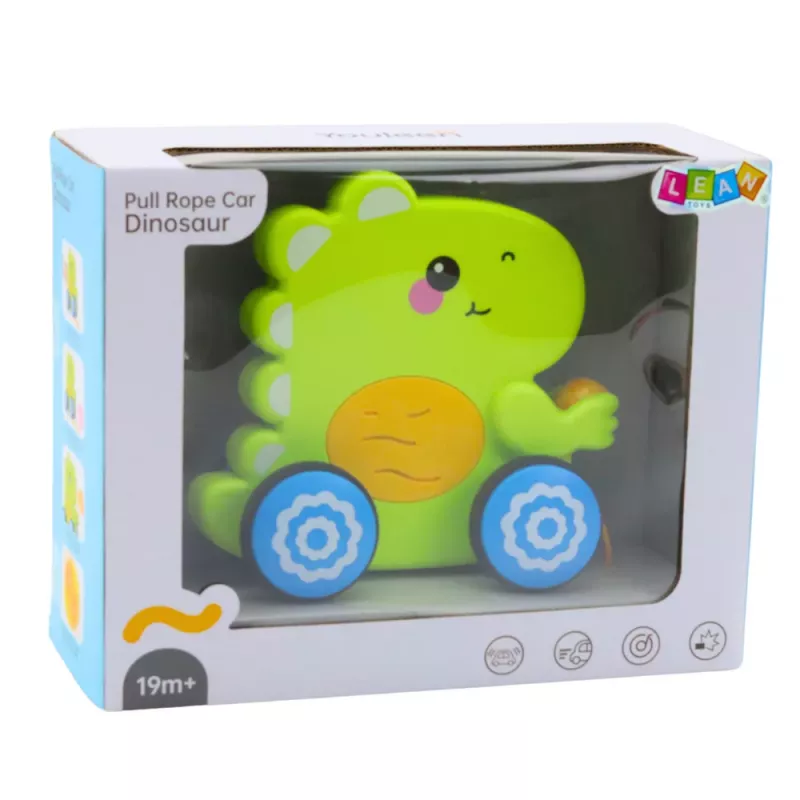 LEAN TOYS Juguete de arrastre dinosaurio bebé sonidos sonajero verde