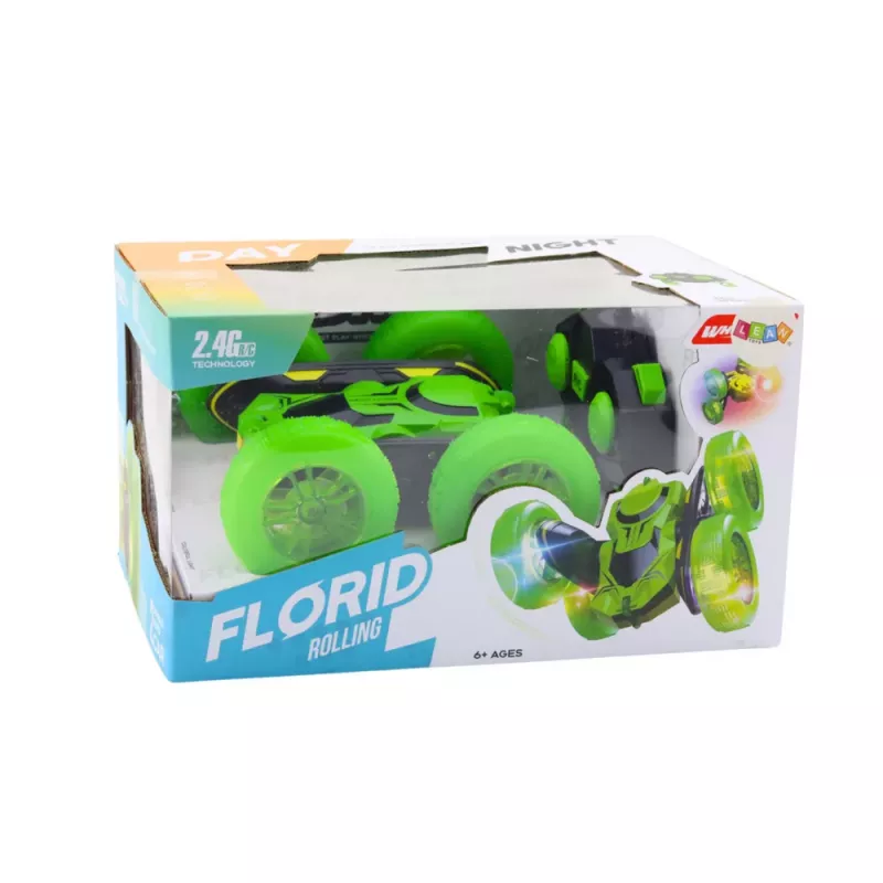 LEAN TOYS Coche acrobático teledirigido RC 360° verde