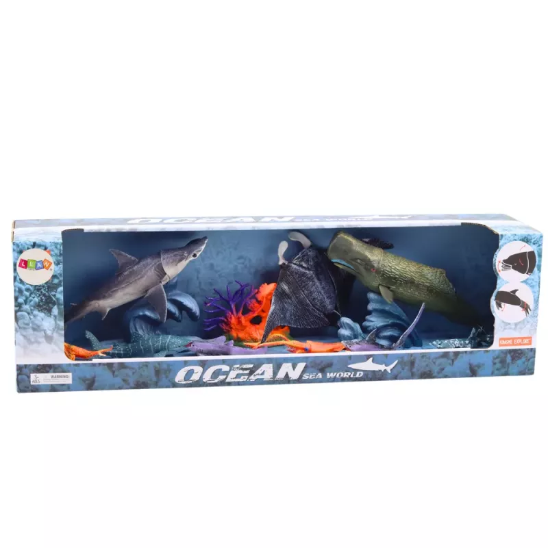 LEAN TOYS Set de figuras animales marinos con elementos móviles raya