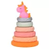 LEAN TOYS Torre pirámide para niños pequeños bloques blandos de goma unicornio
