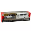 LEAN TOYS Set de coche todoterreno camper metal tracción luces sonidos blanco 1:32