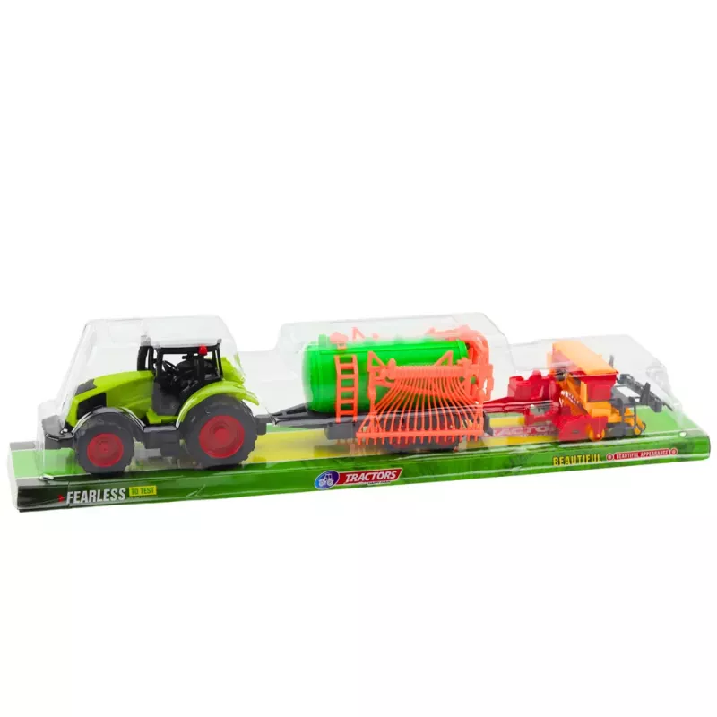 LEAN TOYS Set de tractor agrícola cisterna agrícola rastrillo