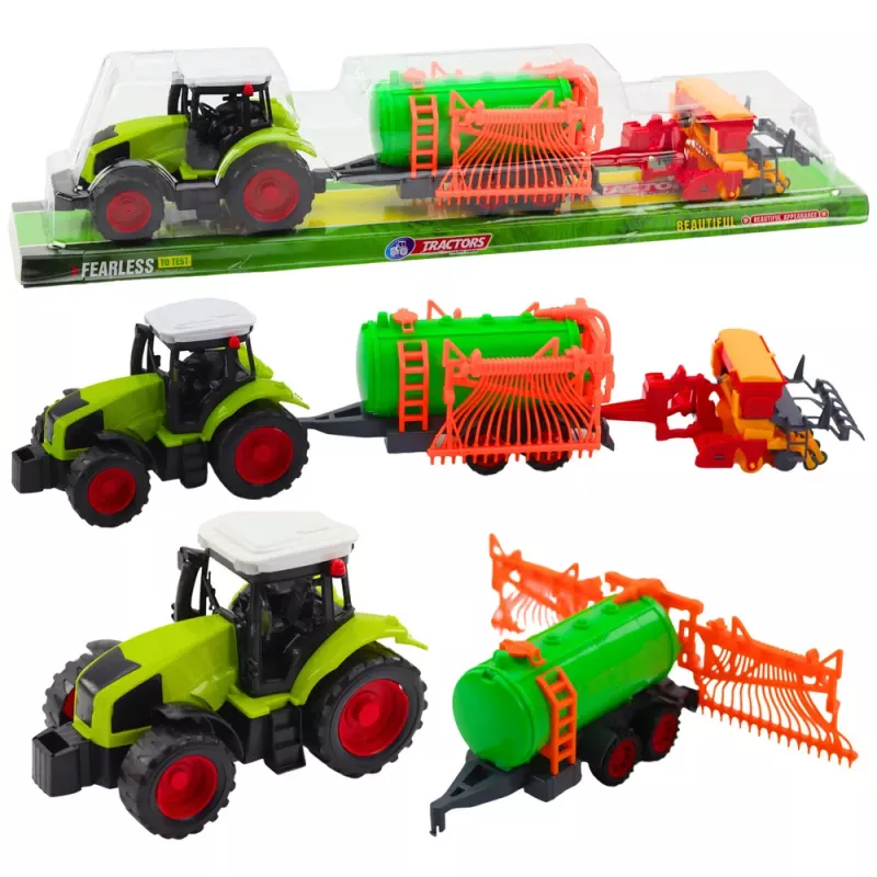 LEAN TOYS Set de tractor agrícola cisterna agrícola rastrillo