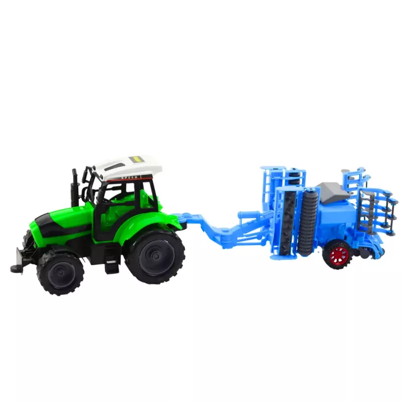 LEAN TOYS Gran set de tractor agrícola con grada de discos móvil