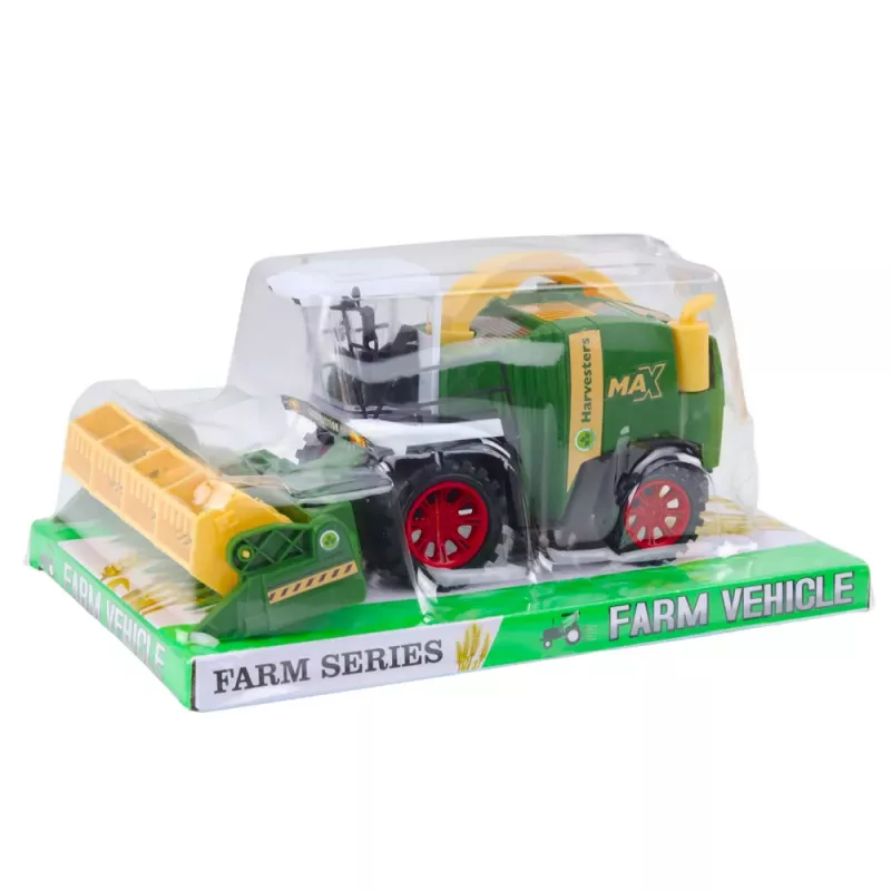 LEAN TOYS Cosechadora agrícola con cabezal de corte verde 1:16