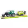 LEAN TOYS Set de tractor con cargador y empacadora agrícola verde