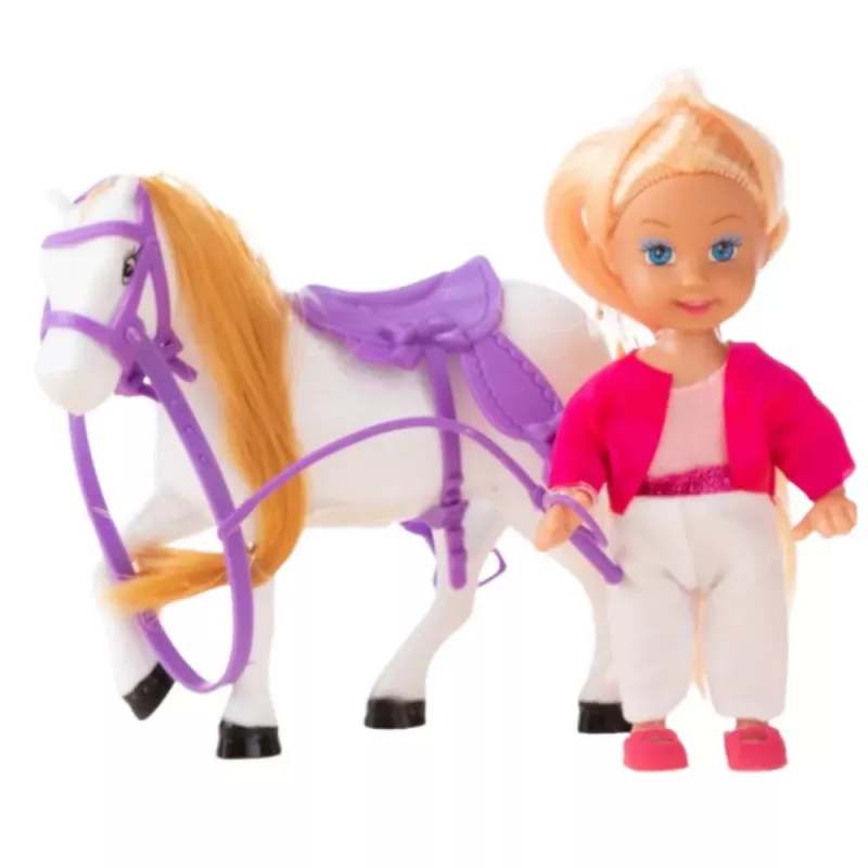 LEAN TOYS Set de mini muñeca con traje de equitación y silla de montar