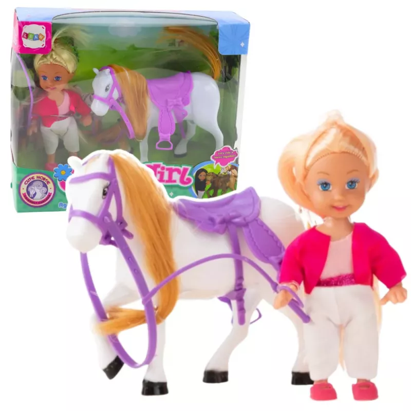 LEAN TOYS Set de mini muñeca con traje de equitación y silla de montar