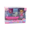 LEAN TOYS Set de mini muñeca con bañera y perro blanco rosa
