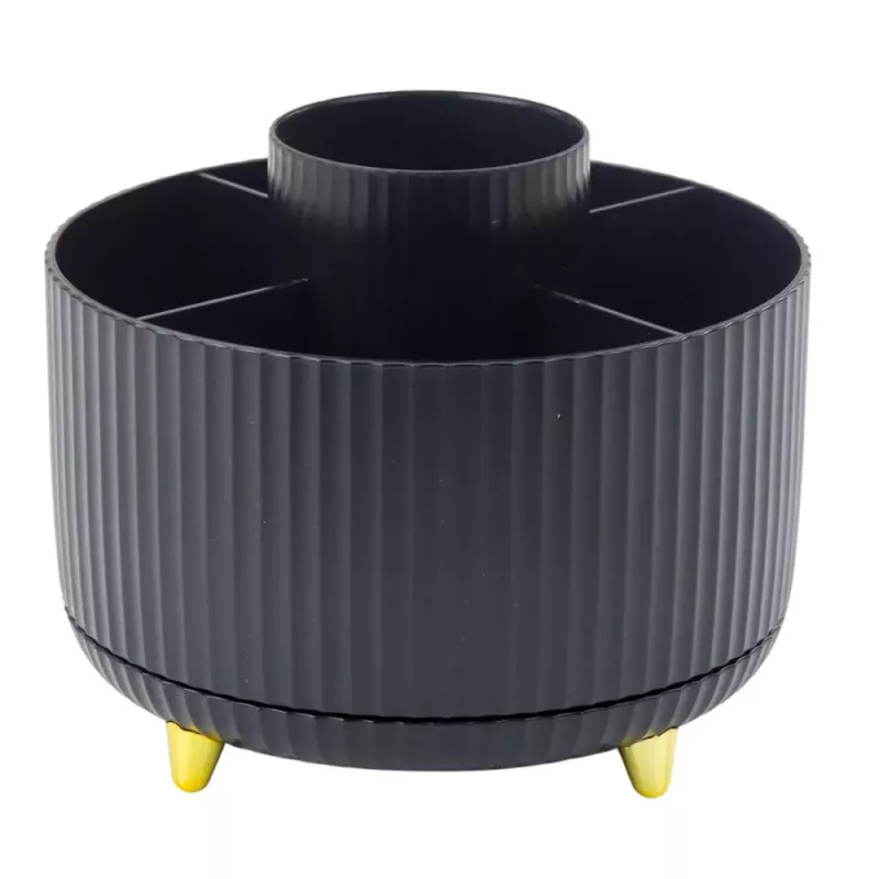 LEAN Organizador de pinceles de maquillaje giratorio 360° con 5 compartimentos negro