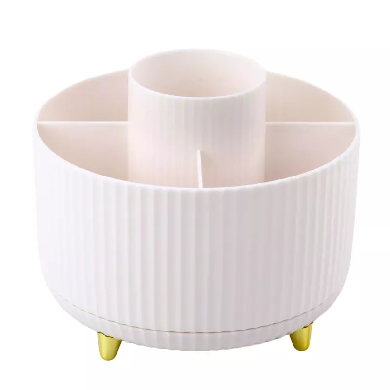 LEAN Organizador de pinceles de maquillaje giratorio 360° con 5 compartimentos blanco