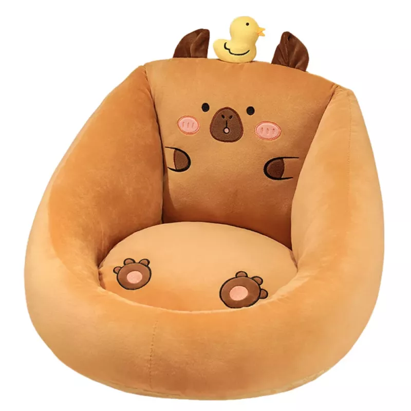 LEAN TOYS Sillón de peluche para niños capibara con pato marrón 50x45cm