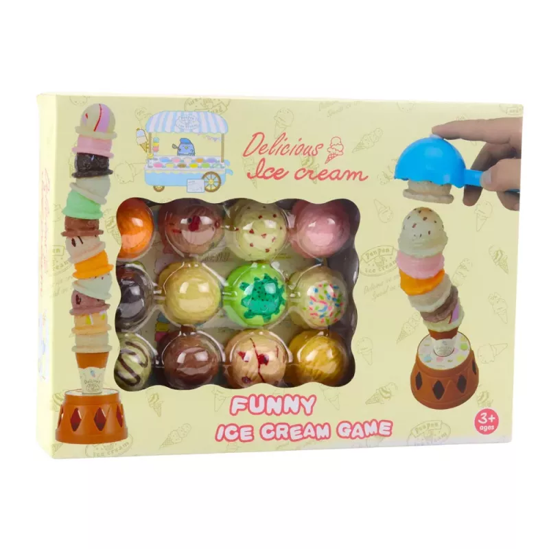 LEAN TOYS Juego arcade de torre de helado con pomos de colores 17 uds.