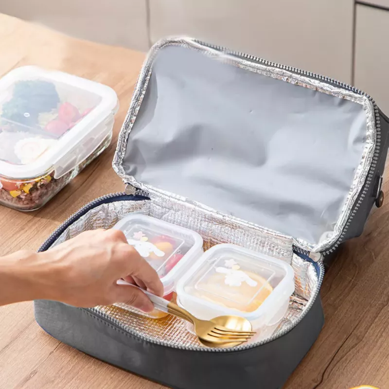 LEAN Bolsa térmica de desayuno con correa ajustable, gris, 27 cm