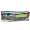LEAN TOYS Tractor con remolque, propulsión por fricción, capó y puertas que se abren, verde