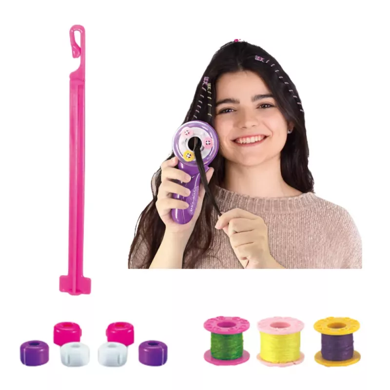 LEAN TOYS Hair Beauty Set Máquina de trenzar Hilos Gomas Abalorios
