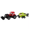 LEAN TOYS Set de tractor con cargador y empacadora agrícola Rojo