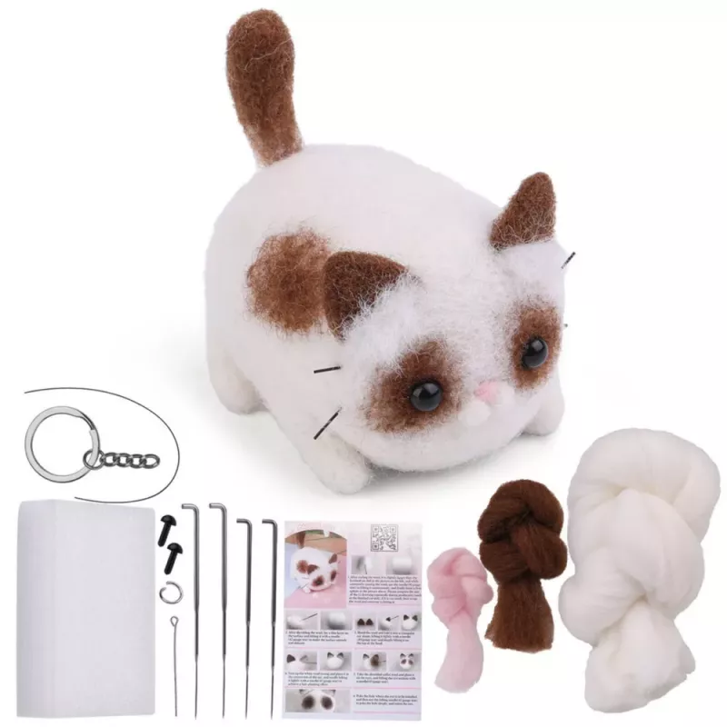 LEAN TOYS Kit de fieltrado DIY - Lana cardada Perro Gato Mix