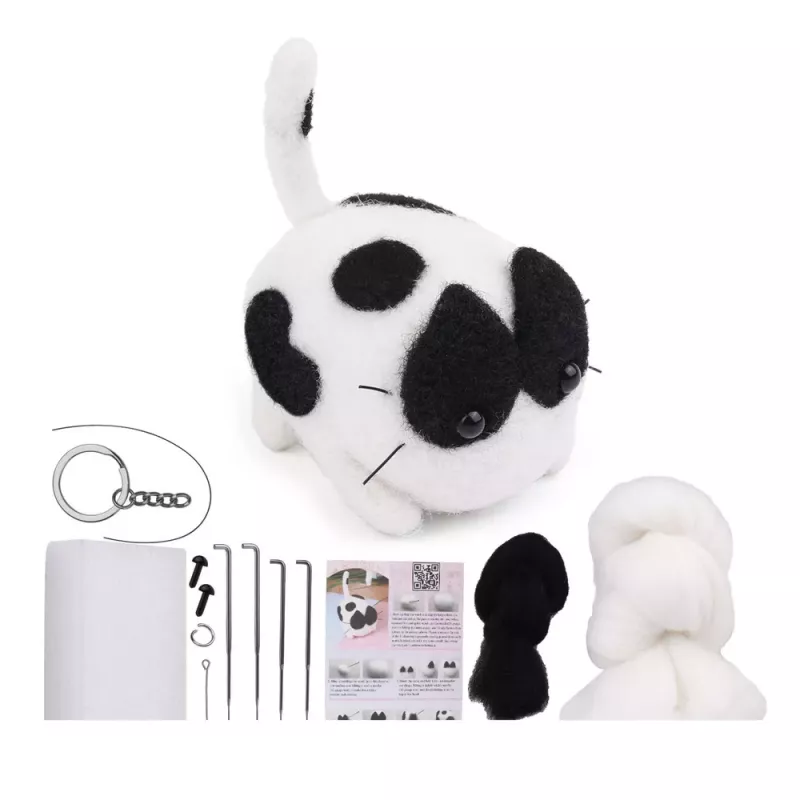 LEAN TOYS Kit de fieltrado DIY - Lana cardada Perro Gato Mix