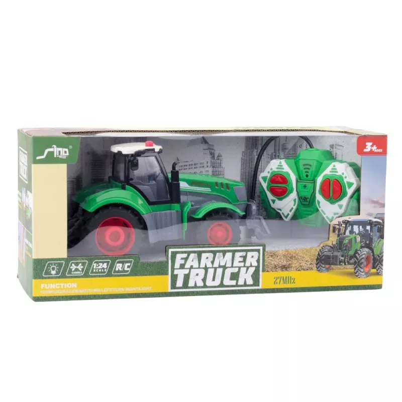 LEAN TOYS Tractor agrícola RC con mando a distancia Verde 1:24
