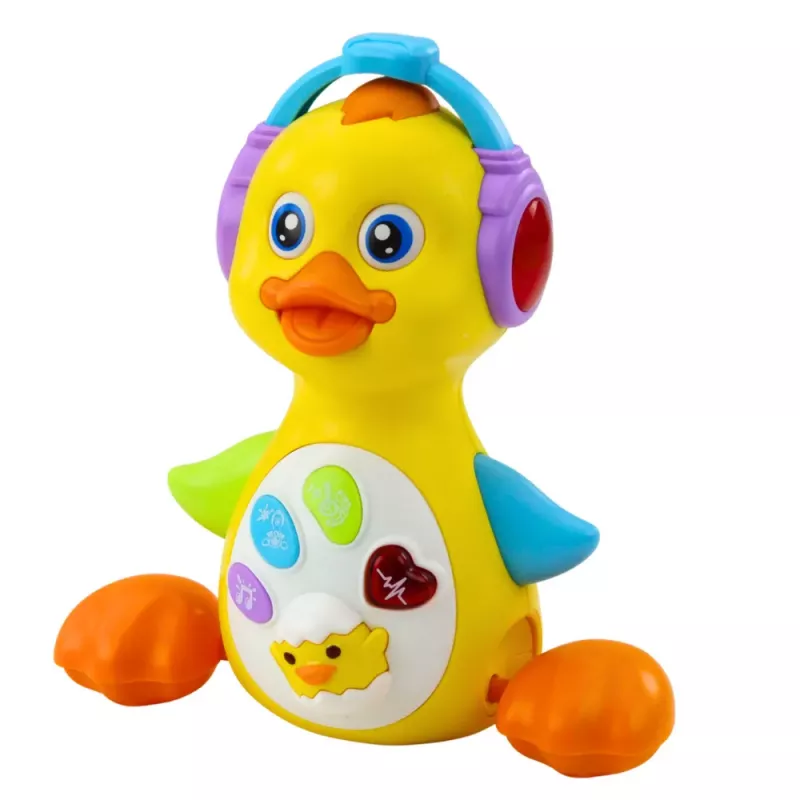 LEAN TOYS Pato musical interactivo para niños pequeños, se mueve, brilla, amarillo