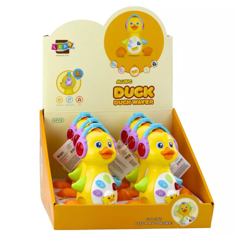 LEAN TOYS Pato musical interactivo para niños pequeños, se mueve, brilla, amarillo