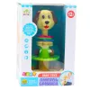 LEAN TOYS Peonza interactiva para niños pequeños - Motivo perro con bolas de colores, música y luces intermitentes