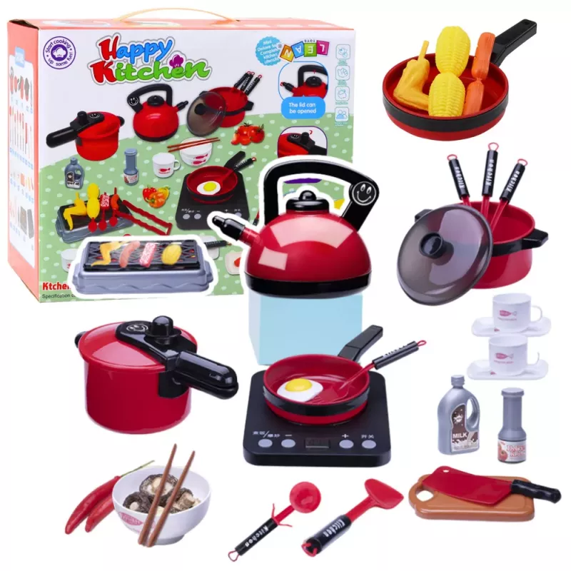 LEAN TOYS Set de cocina Ollas Comida Cocina a batería Accesorios 36 piezas