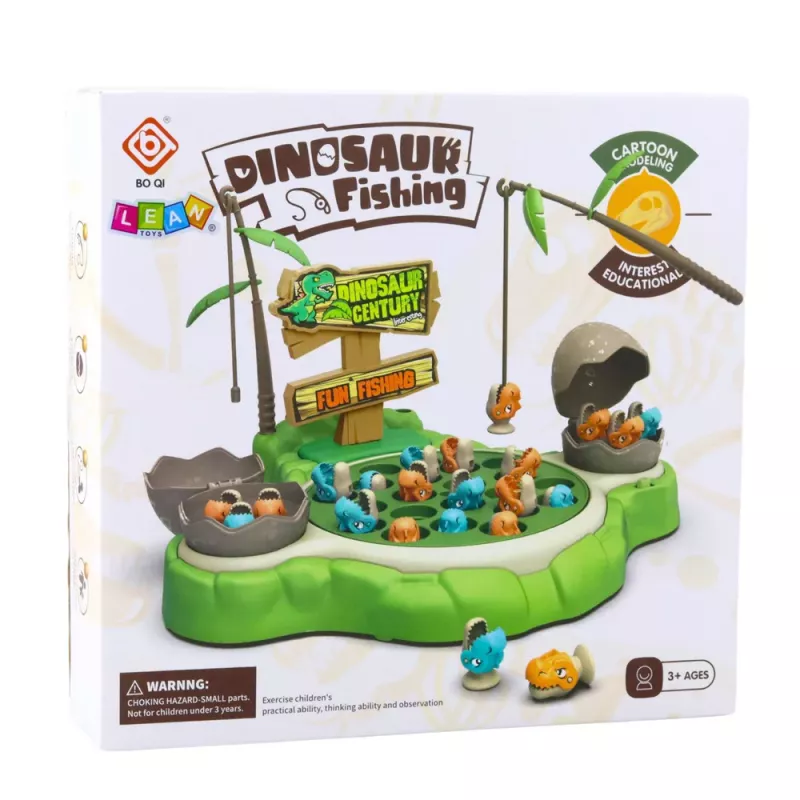 LEAN TOYS Juego arcade Pesca de dinosaurios Cañas magnéticas Sonidos