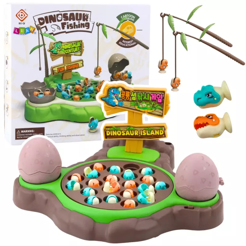 LEAN TOYS Juego arcade Pesca de dinosaurios Cañas magnéticas Sonidos