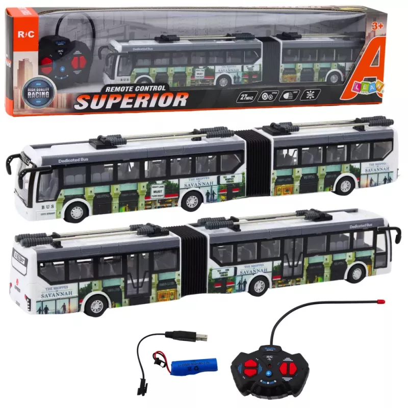 LEAN TOYS Autobús urbano trolebús RC con mando a distancia Luces Transporte público