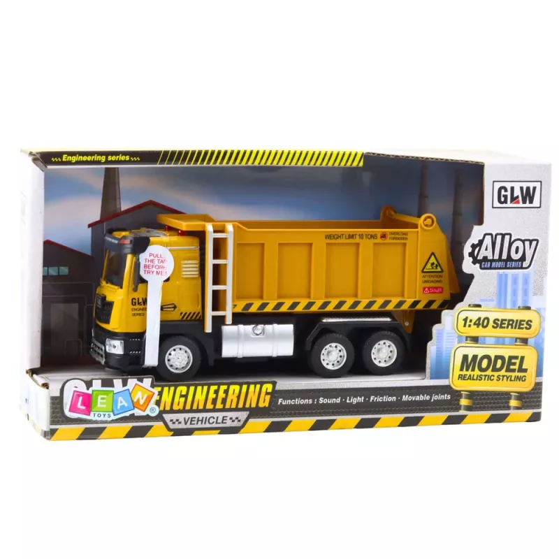 LEAN TOYS Vehículo de obra Volquete amarillo