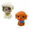 LEAN TOYS Set de 6 figuras de perros de goma con chirriador y transportín