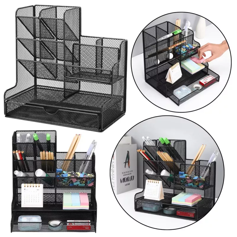 LEAN Organizador de oficina recipiente metal negro