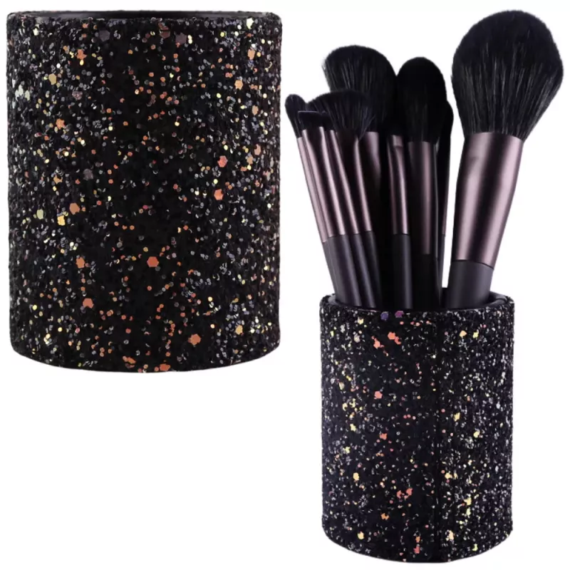LEAN Recipiente vaso para pinceles y accesorios purpurina negro