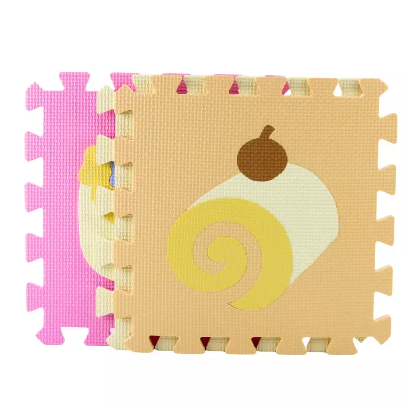 LEAN TOYS Puzzle de espuma blando alfombrilla educativa EVA frutas dulces pastel 16 uds.