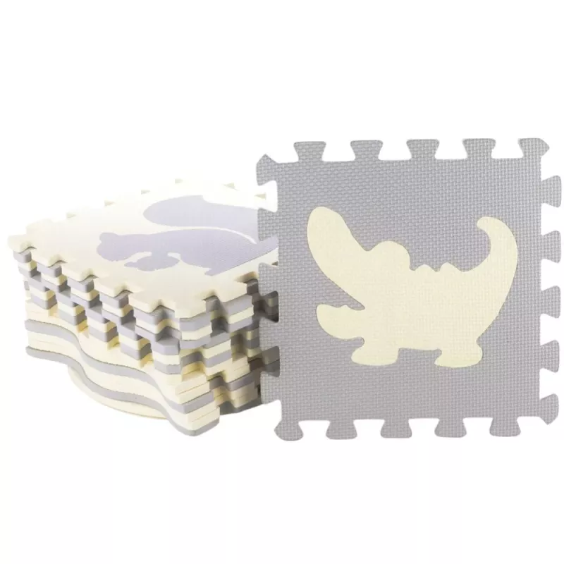 LEAN TOYS Puzzle de espuma blando alfombrilla educativa parque infantil EVA beige gris 25 uds.