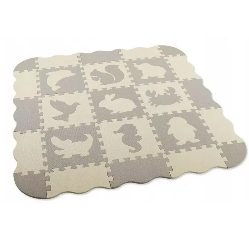 LEAN TOYS Puzzle de espuma blando alfombrilla educativa parque infantil EVA beige gris 25 uds.