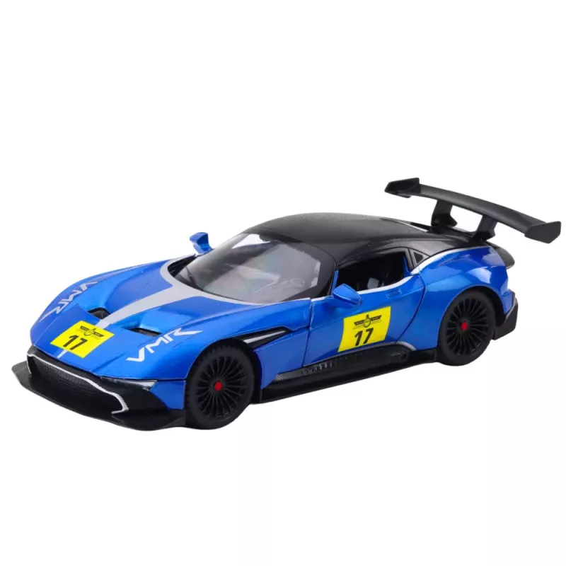LEAN TOYS Coche deportivo de metal luces sonidos retroceso azul 1:22
