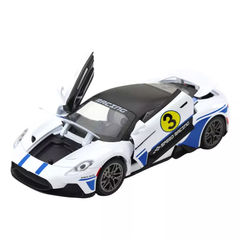 LEAN TOYS Coche deportivo de metal luces sonidos retroceso blanco 1:22