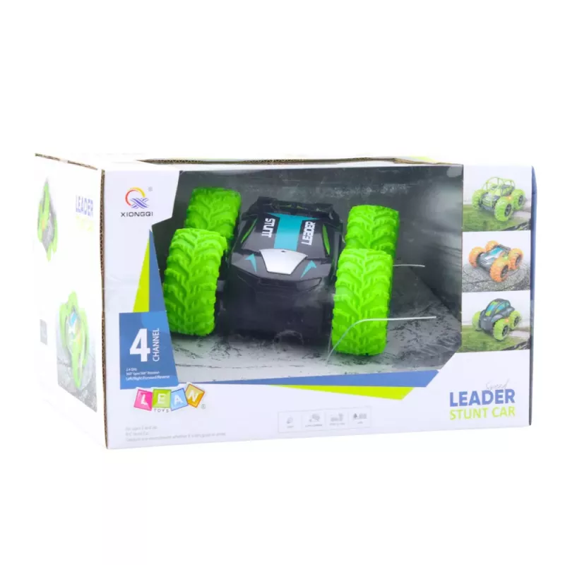 LEAN TOYS Coche acrobático RC teledirigido giros 360° verde