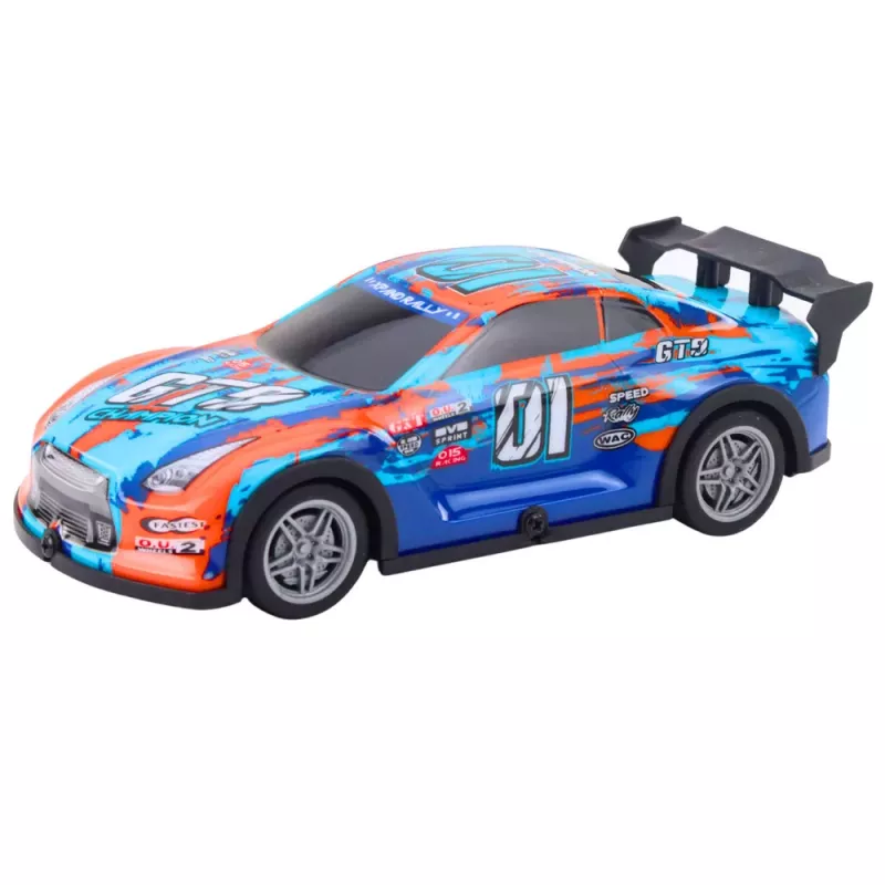 LEAN TOYS Coche de carreras teledirigido con carrocería luminosa naranja y turquesa
