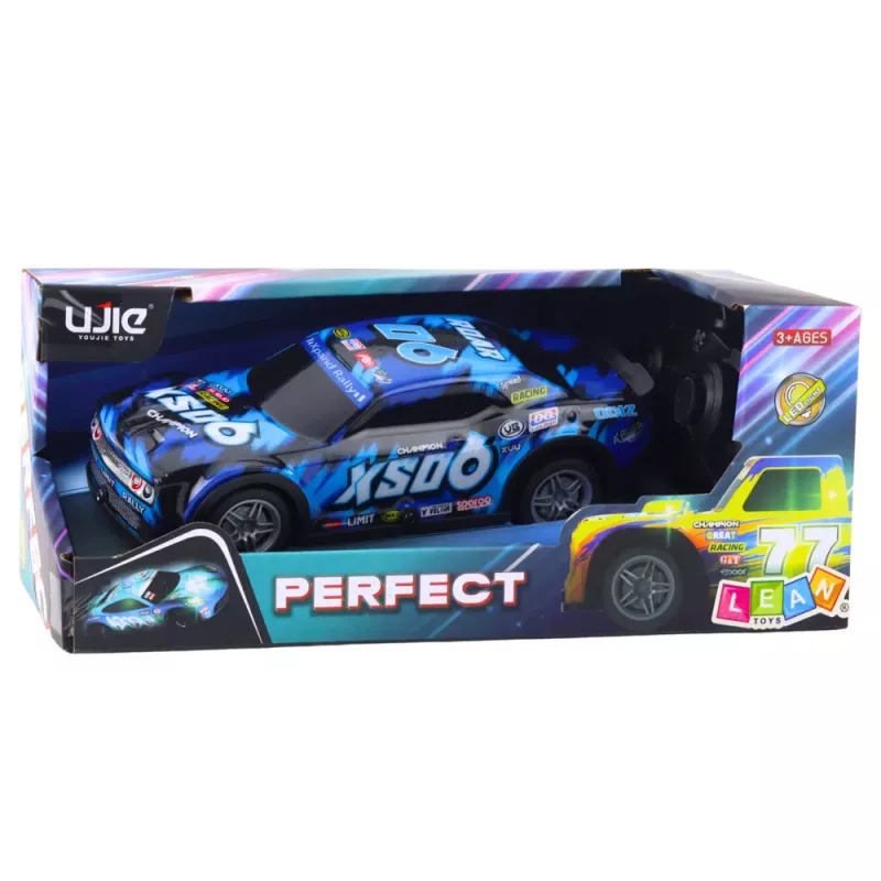 LEAN TOYS Coche de carreras RC con carrocería luminosa negro y azul