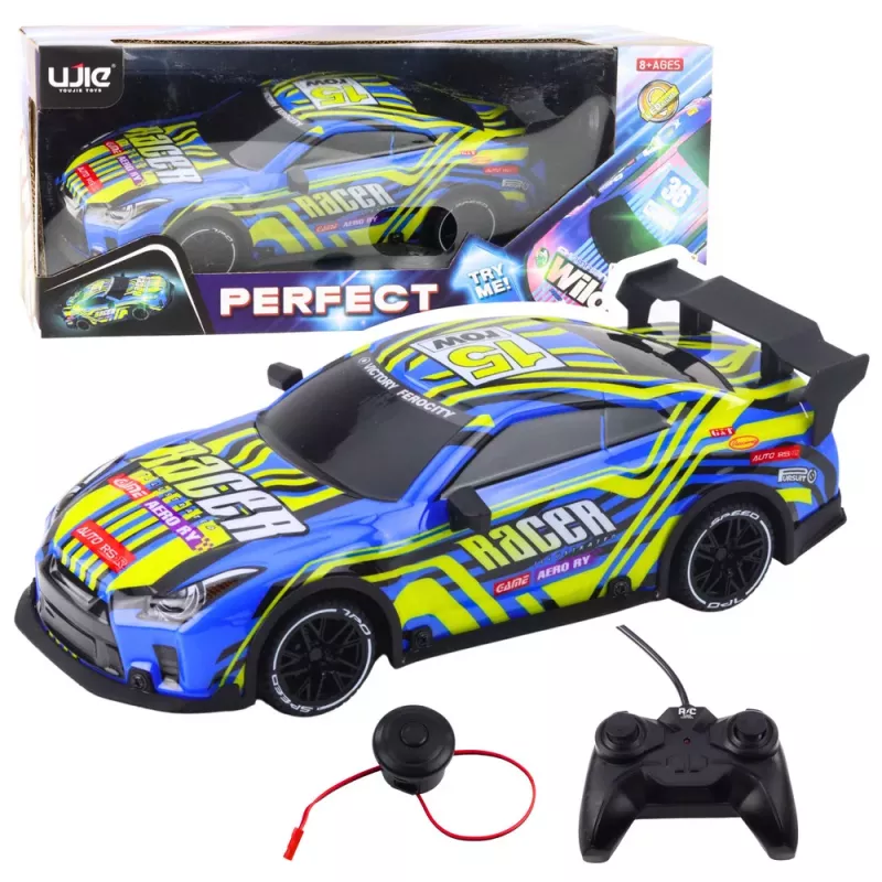 LEAN TOYS Coche deportivo teledirigido azul amarillo