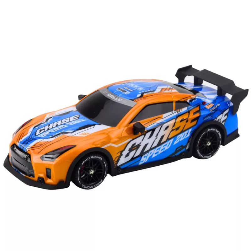 LEAN TOYS Coche deportivo RC con carrocería drift luminosa naranja