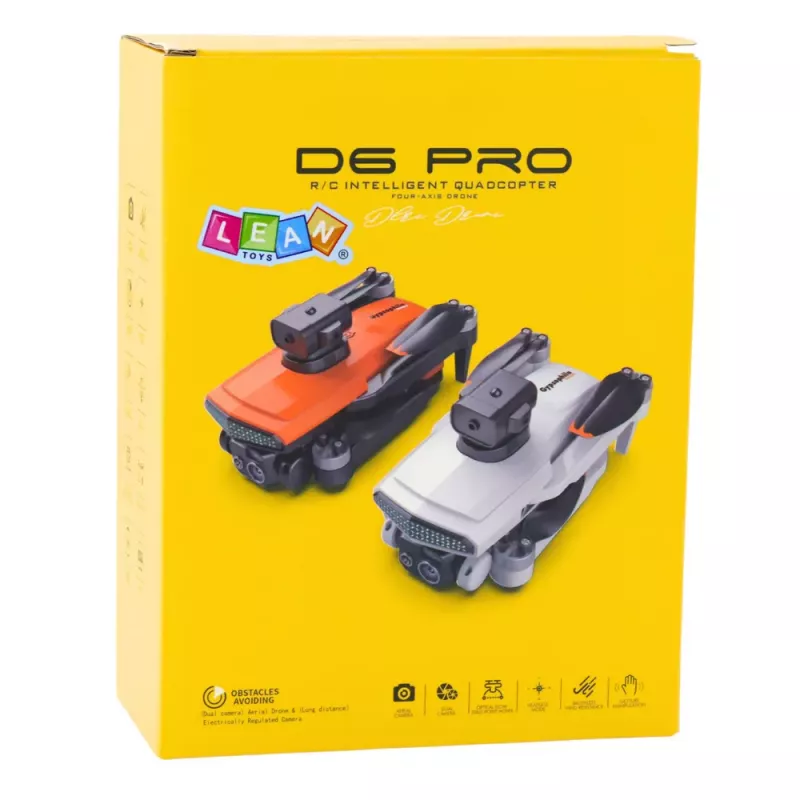 LEAN TOYS Dron D6 PRO doble cámara HD luces LED naranja