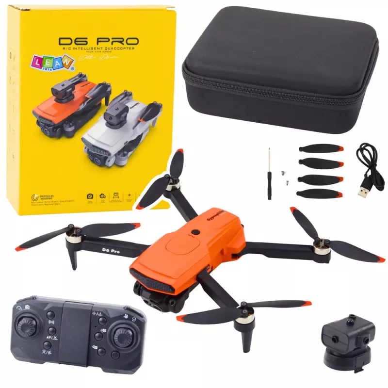 LEAN TOYS Dron D6 PRO doble cámara HD luces LED naranja